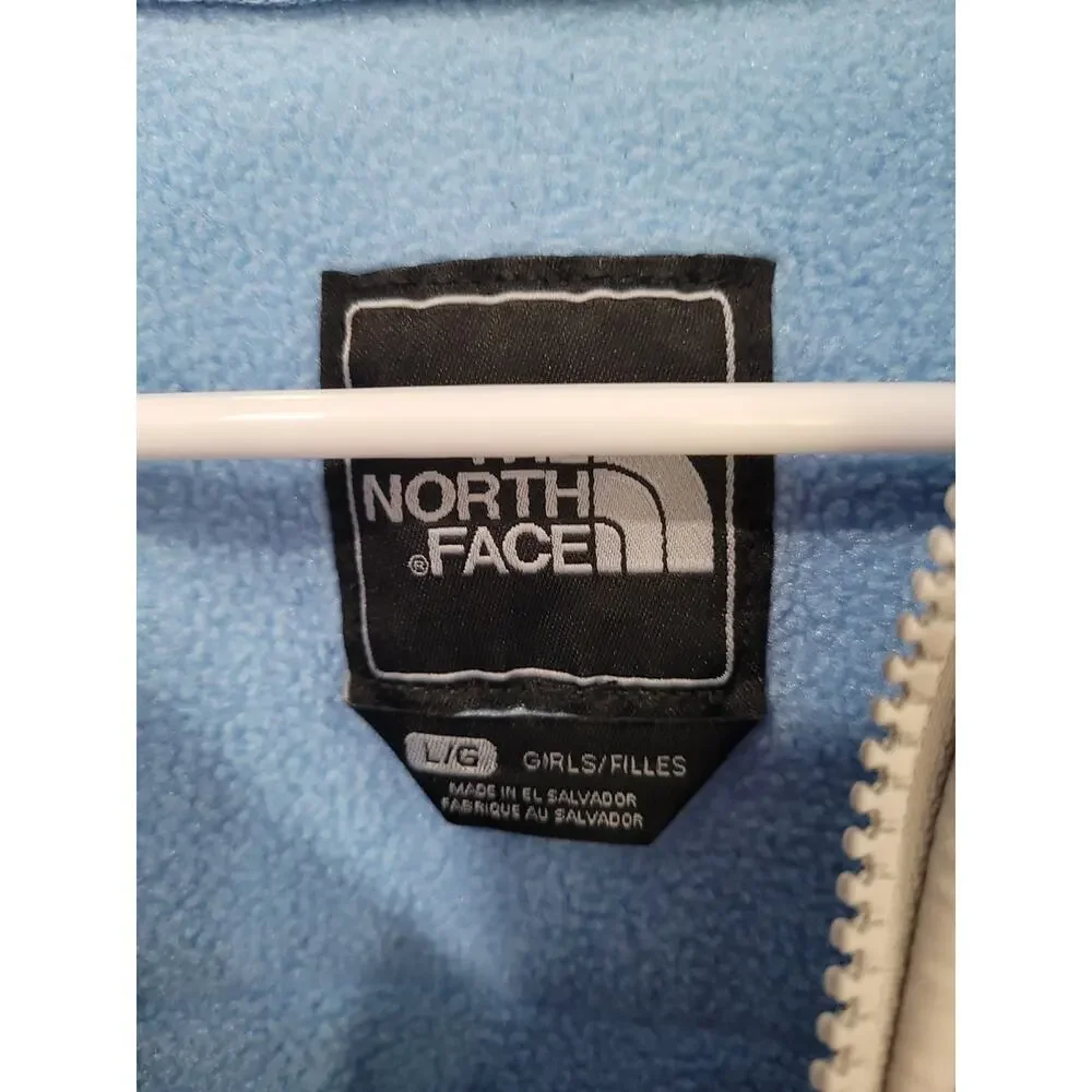 North‎ Face Girls Blue Gray Denali Full Zip Jacket size Large #2